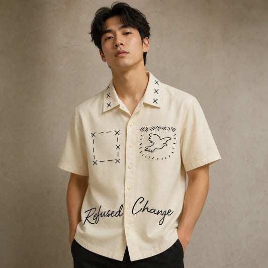 Camp Collar Shirt Mens Refused Change Dove Graphic Shirt Chaosbornwear