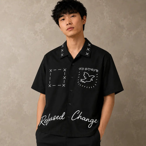 Camp Collar Shirt Mens Refused Change Dove Graphic Shirt Chaosbornwear