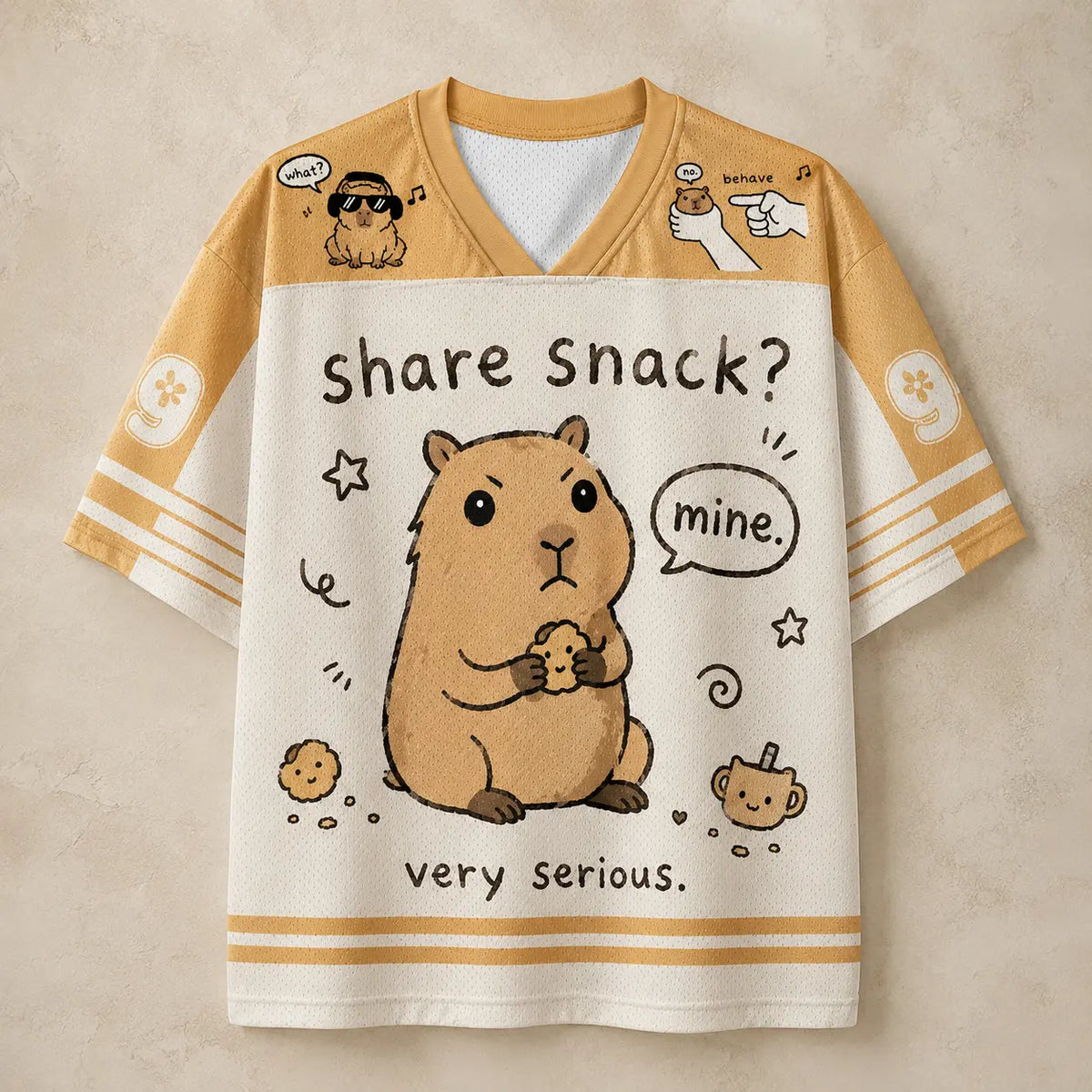 Capybara Jersey Shirt Share Snack Very Serious Still Mine Snack Secured Chaosbornwear