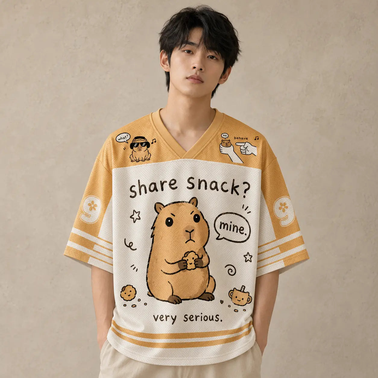 Capybara Jersey Shirt Share Snack Very Serious Still Mine Snack Secured Chaosbornwear