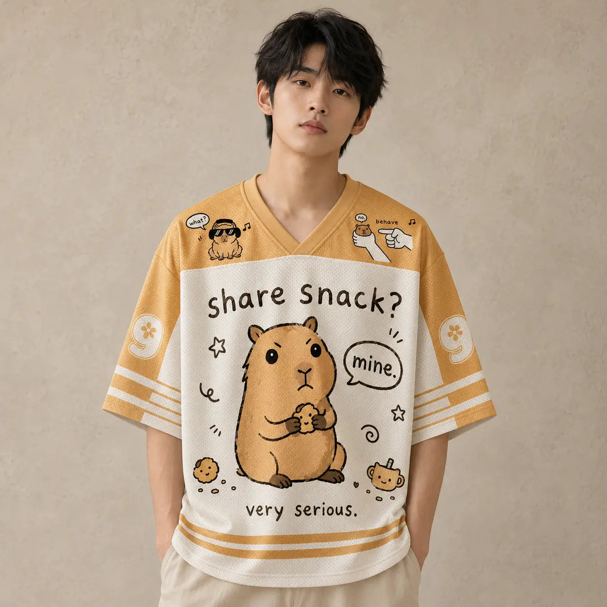 Capybara Jersey Shirt Share Snack Very Serious Still Mine Snack Secured Chaosbornwear