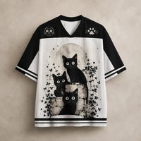 Cat Jersey Shirt Black Cats Moonlit Garden Graphic Chaosbornwear