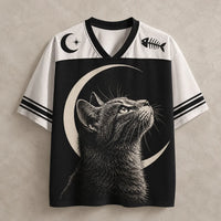 Cat Jersey Shirt Crescent Moon Portrait Graphic Chaosbornwear