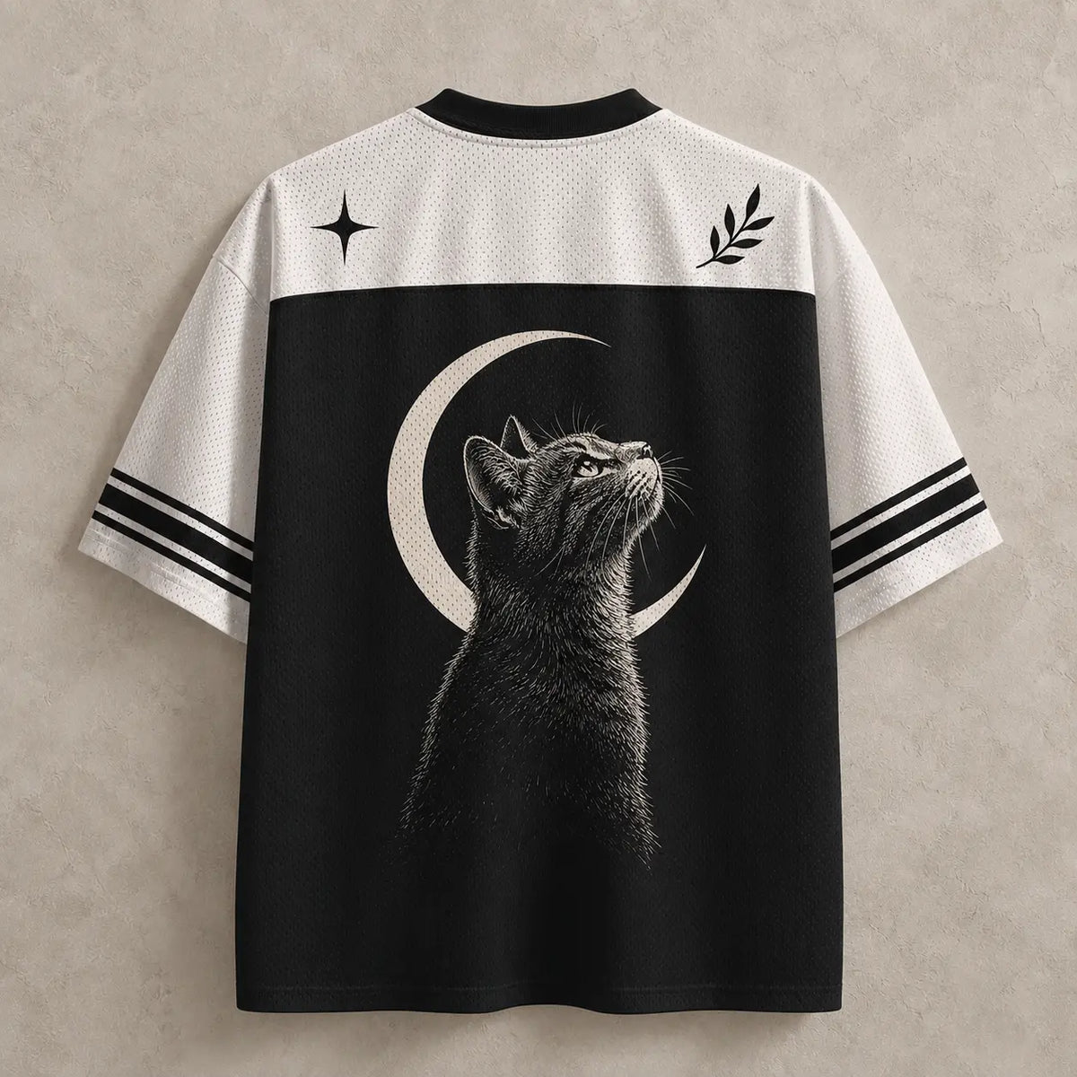 Cat Jersey Shirt Crescent Moon Portrait Graphic Chaosbornwear