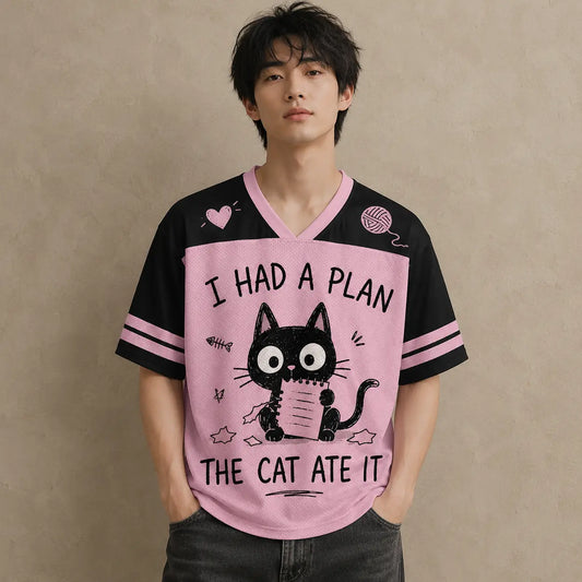 Cat Jersey Shirt I Had A Plan The Cat Ate It It Was Like This Chaosbornwear