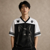 Cat Jersey Shirt Realistic Black Cat Portrait Graphic Chaosbornwear