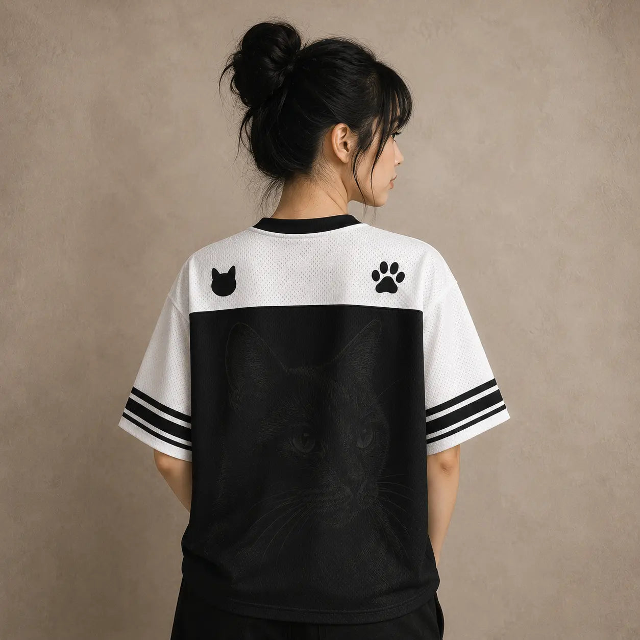 Cat Jersey Shirt Realistic Black Cat Portrait Graphic Chaosbornwear
