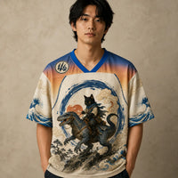 Cat Jersey Shirt Samurai Dinosaur Rider Graphic Chaosbornwear