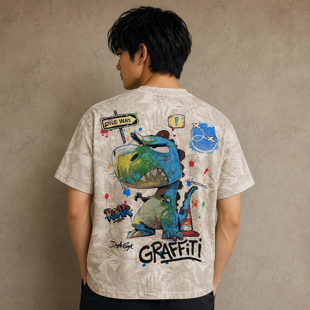 Dinosaur T Shirt Mens Graffiti Graphic Tee Chaosbornwear