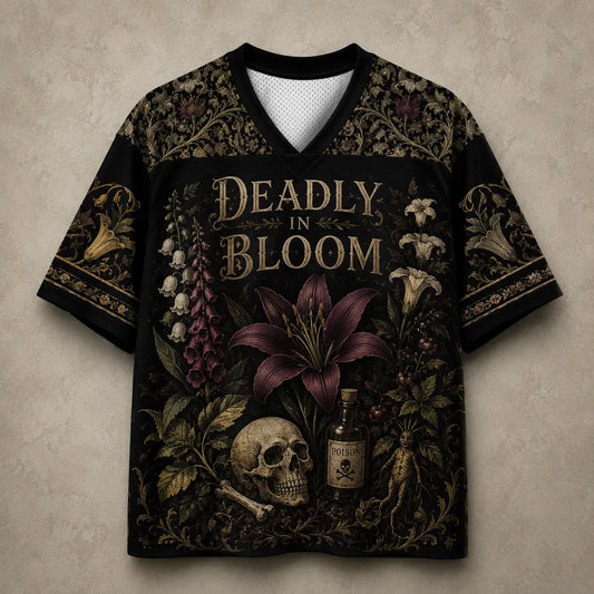 Floral Jersey Shirt Deadly In Bloom Gothic Graphic Chaosbornwear