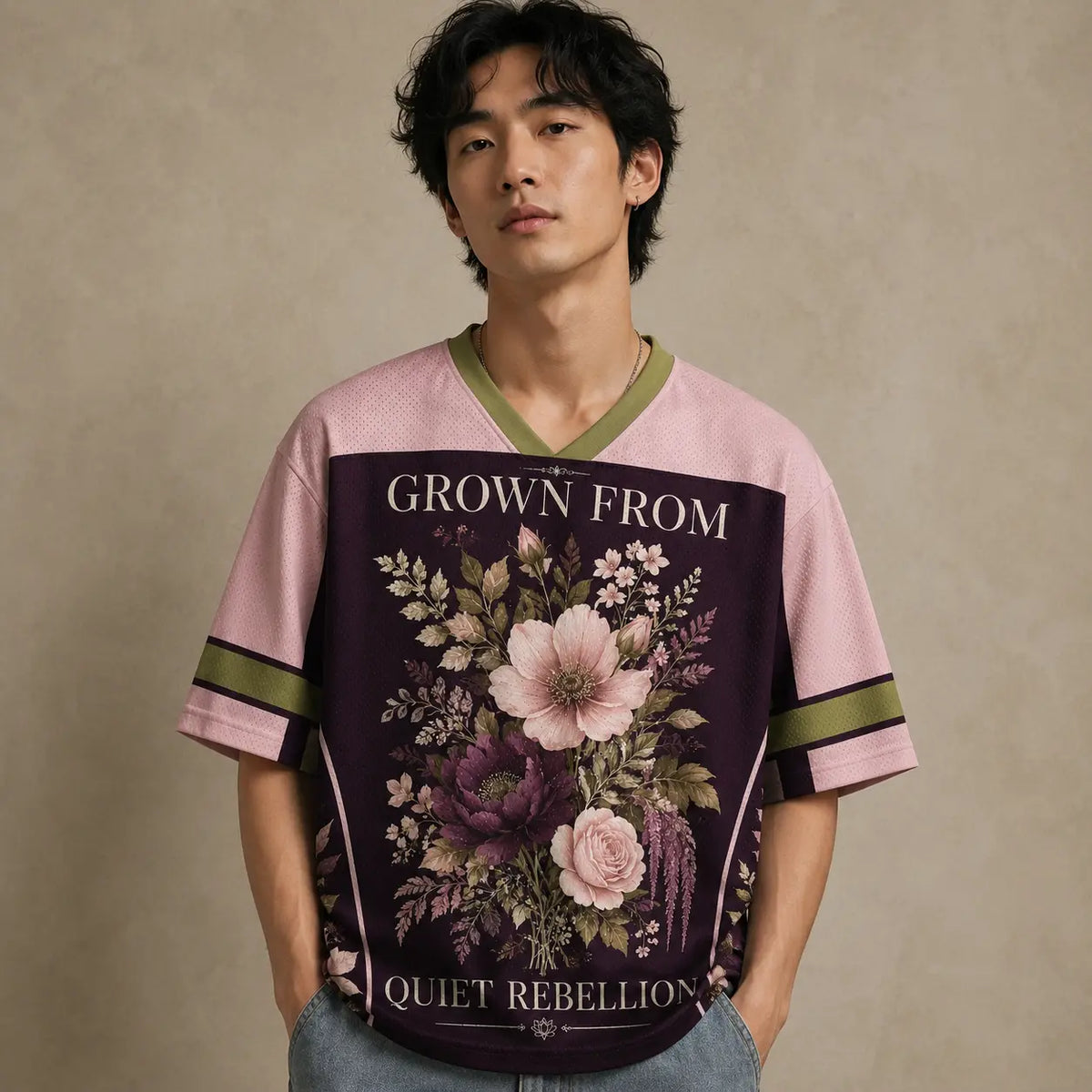 Floral Jersey Shirt Grown From Quiet Rebellion Softness Is Strength Chaosbornwear