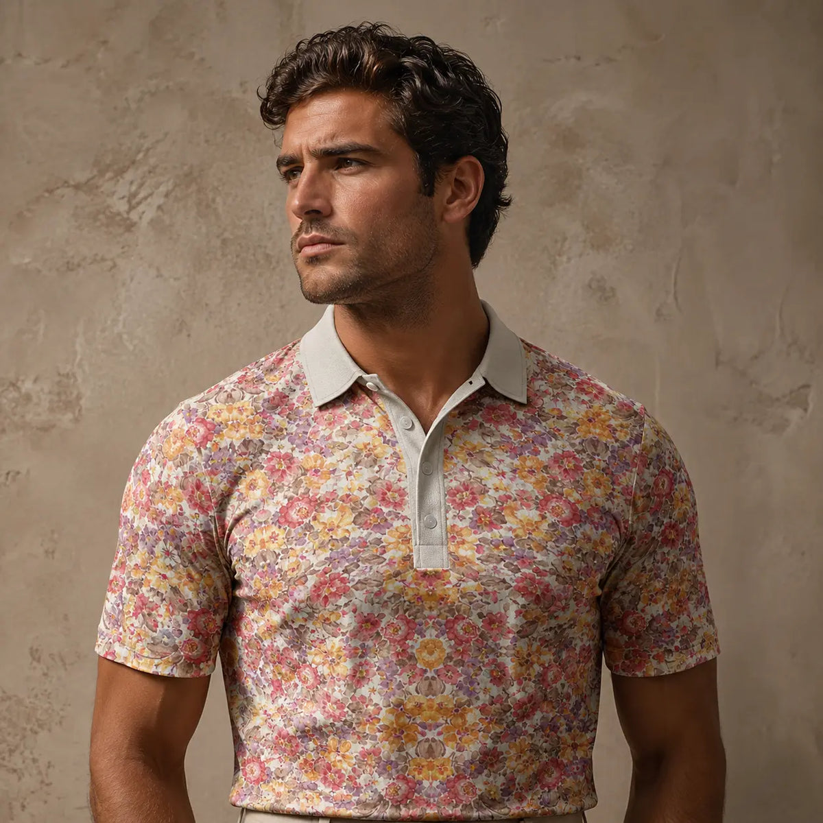 Floral Polo Shirt Mens Vintage Flower Print Polo Shirt | Chaosborn