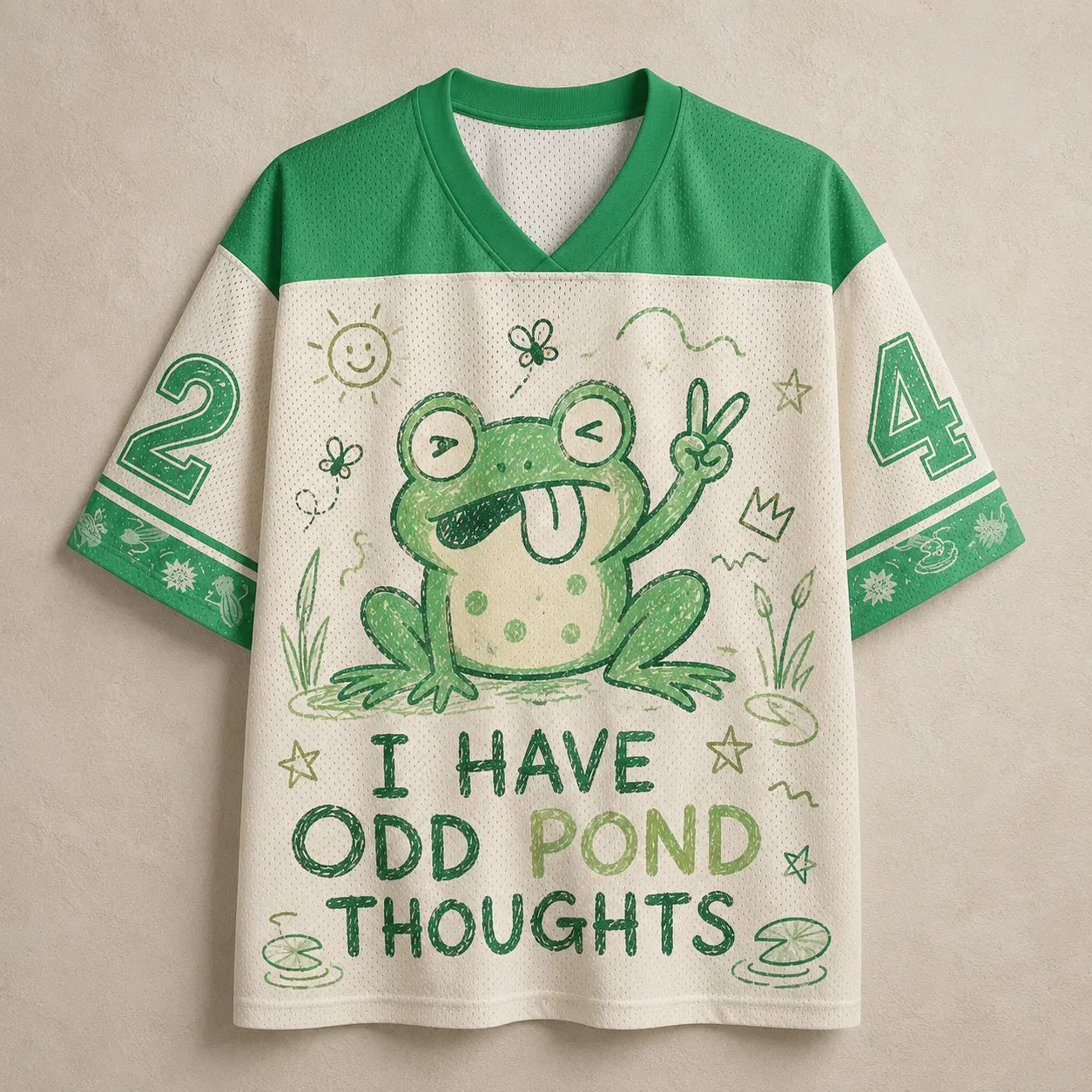 Frog Jersey Shirt Odd Pond Thoughts Funny Peace Sign 24 Chaosbornwear