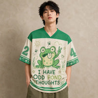 Frog Jersey Shirt Odd Pond Thoughts Funny Peace Sign 24 Chaosbornwear