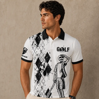 Funny Golf Shirt Mens Skeleton Argyle Polo Shirt Chaosborn