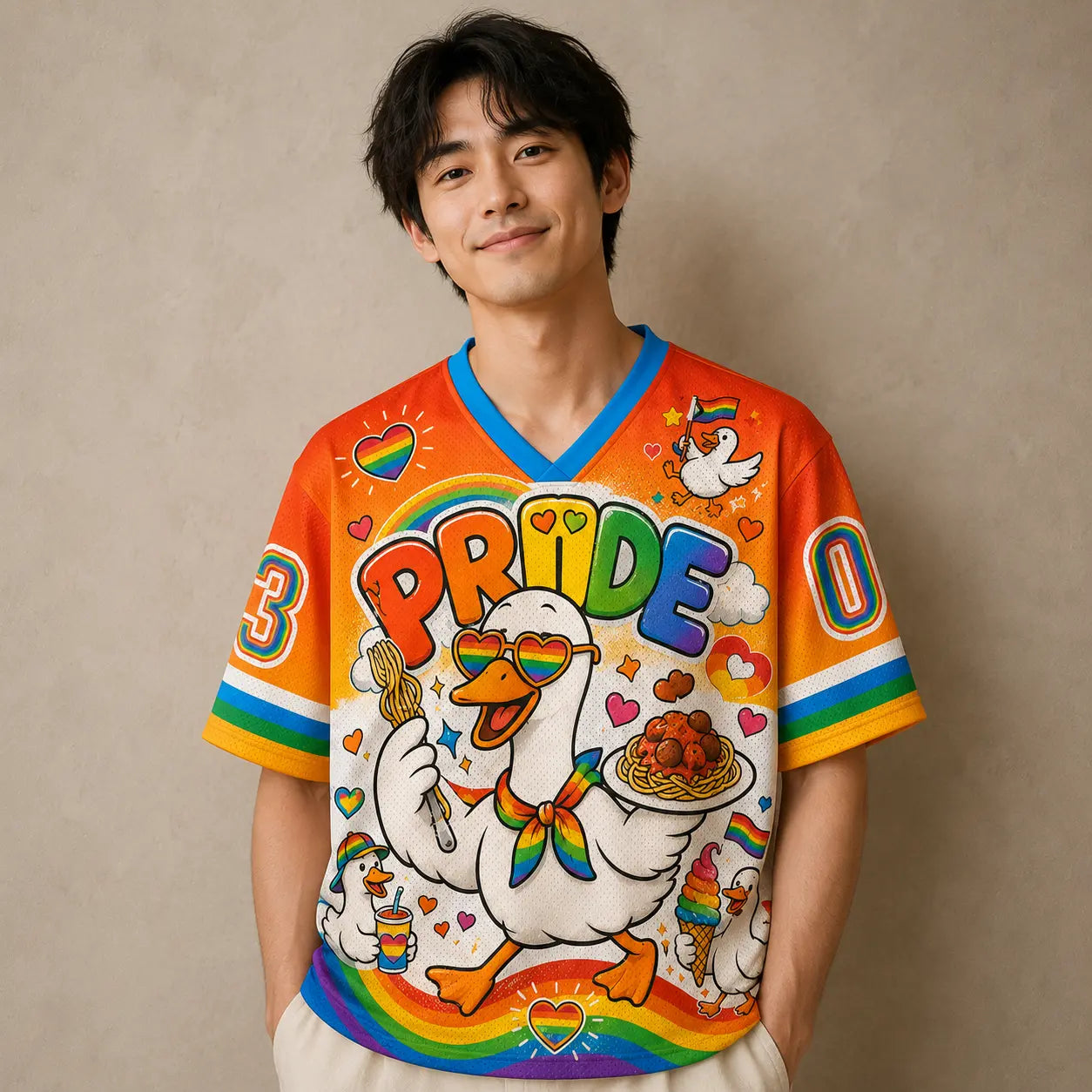 Goose Jersey Shirt Pride Rainbow Graphic Chaosbornwear