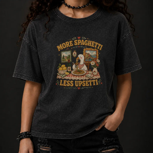 Goose Shirt More Spaghetti Less Upsetti Funny Graphic T-Shirt Chaosbornwear