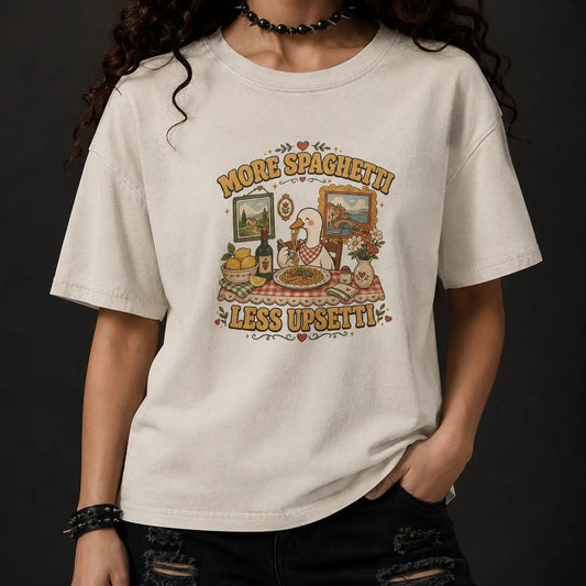 Goose Shirt More Spaghetti Less Upsetti Funny Graphic T-Shirt Chaosbornwear