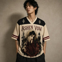 Gothic Jersey Shirt Ashen Vow Dark Fantasy Graphic Chaosbornwear