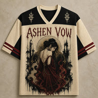 Gothic Jersey Shirt Ashen Vow Dark Fantasy Graphic Chaosbornwear
