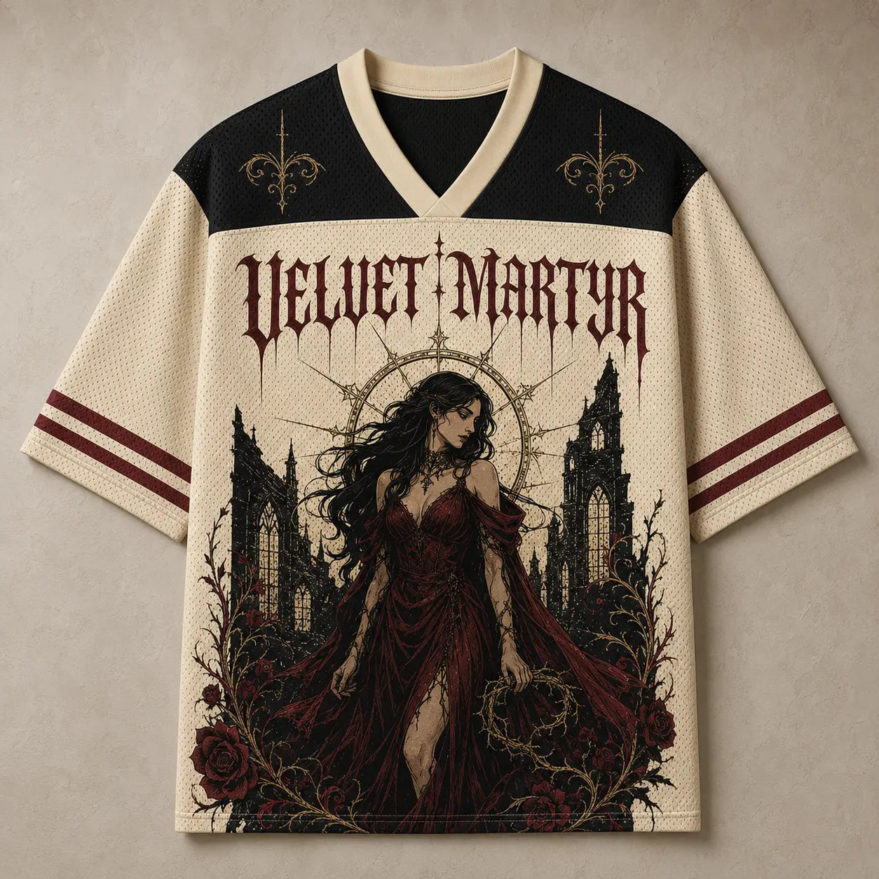 Gothic Jersey Shirt Velvet Martyr Dark Fantasy Graphic Chaosbornwear