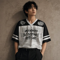 Graphic Football Shirt Black White Slogan Soccer Jersey Unisex Chaosbornwear