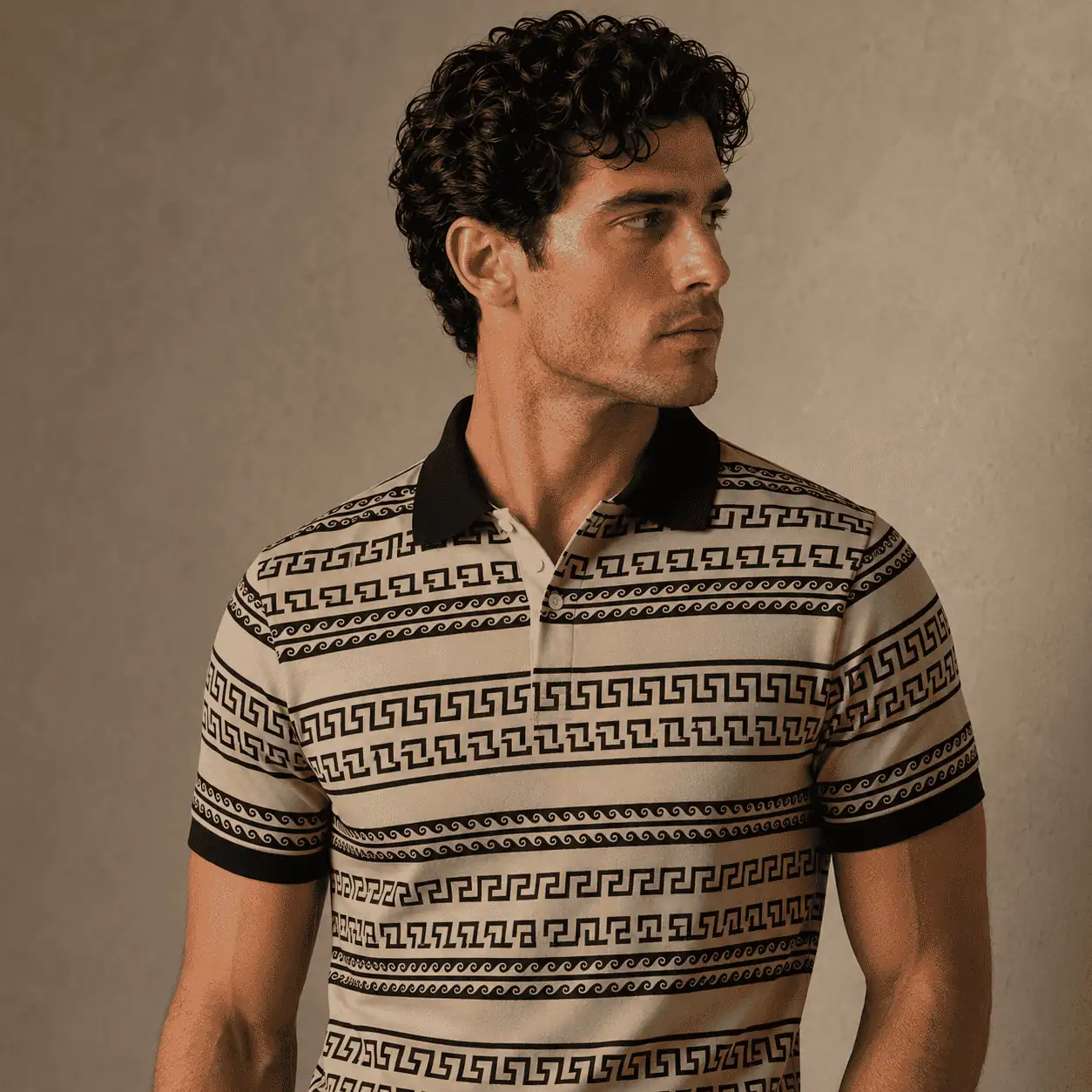 Greek Key Polo Shirt Mens Vintage Pattern Golf Shirt Chaosborn