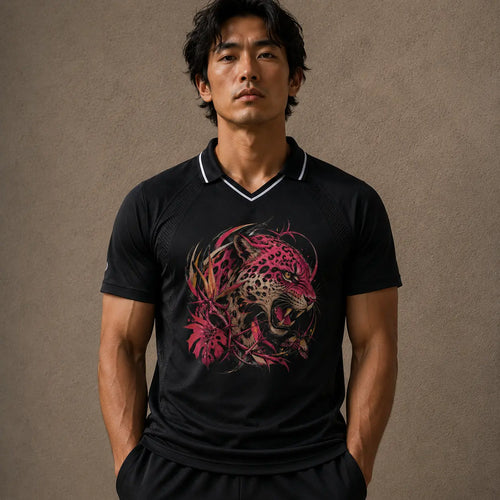 Jaguar Polo Shirt Black Pink Graphic Performance Shirt Chaosbornwear