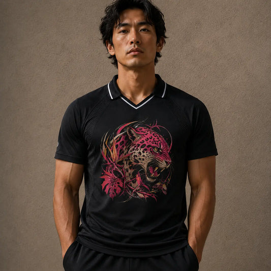 Jaguar Polo Shirt Black Pink Graphic Performance Shirt Chaosbornwear