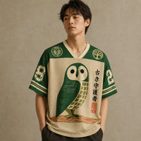 Japan Ancient Guardian Owl Kanji Jersey Shirt Forest 28 Chaosbornwear