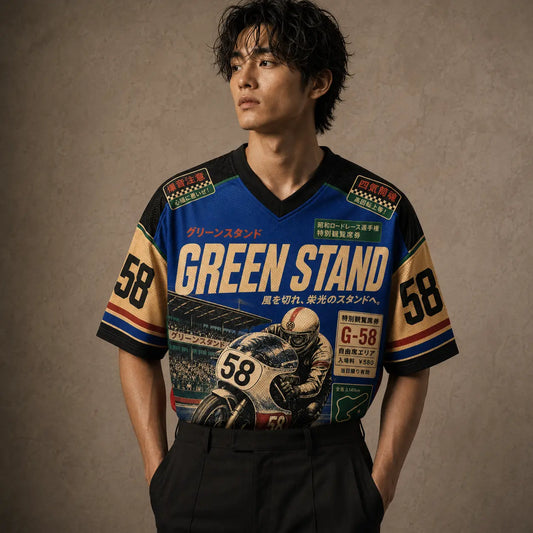 Japan Football Shirt Green Stand Racing Soccer Jersey Chaosbornwear