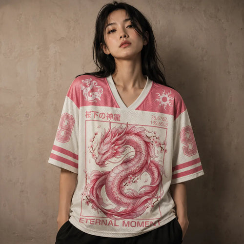 Japan Football Shirt Pink Sakura Dragon Soccer Jersey Chaosbornwear