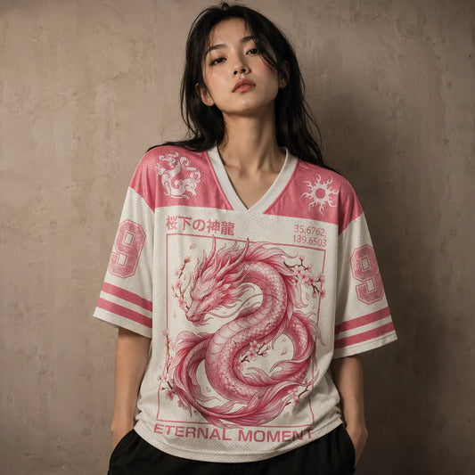 Japan Football Shirt Pink Sakura Dragon Soccer Jersey Chaosbornwear
