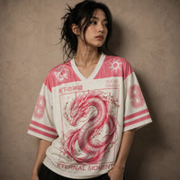 Japan Football Shirt Pink Sakura Dragon Soccer Jersey Chaosbornwear
