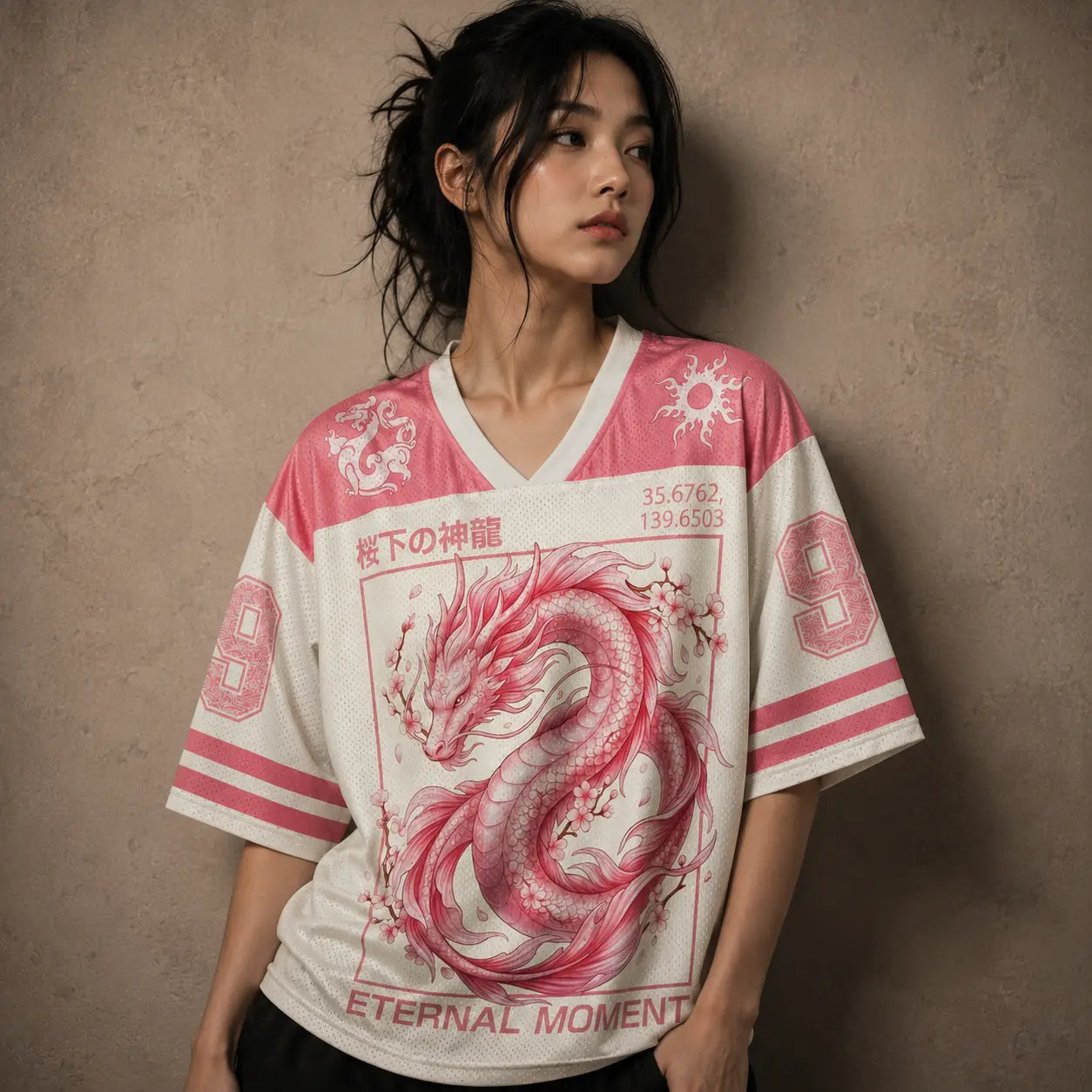 Japan Football Shirt Pink Sakura Dragon Soccer Jersey Chaosbornwear