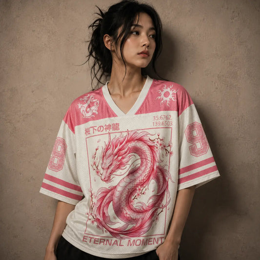 Japan Football Shirt Pink Sakura Dragon Soccer Jersey Chaosbornwear