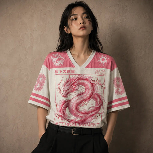 Japan Football Shirt Pink Sakura Dragon Soccer Jersey Chaosbornwear