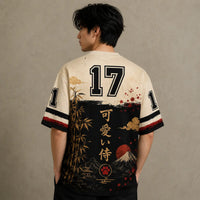 Japan Kawaii Samurai Cat Bamboo Fuji Jersey Shirt Kanji 17 Chaosbornwear