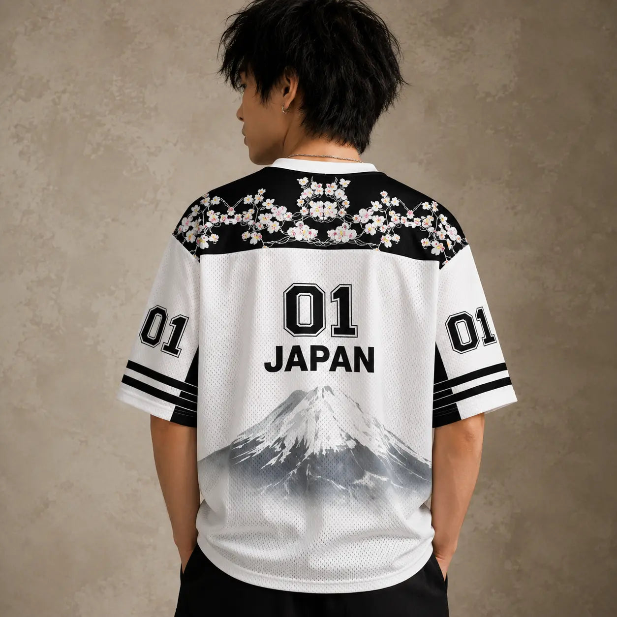 Japan Mount Fuji Sakura Kanji Jersey Shirt Cherry Blossom 01 Chaosbornwear