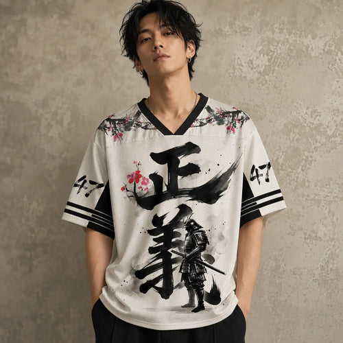 Japan Samurai Kanji Ink Brush Jersey Shirt Sakura Enso 47 Chaosbornwear