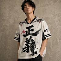 Japan Samurai Kanji Ink Brush Jersey Shirt Sakura Enso 47 Chaosbornwear