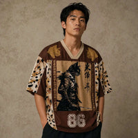 Japan Samurai Warrior Kanji Jersey Shirt Leopard Grunge 86 Chaosbornwear
