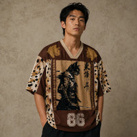 Japan Samurai Warrior Kanji Jersey Shirt Leopard Grunge 86 Chaosbornwear