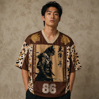 Japan Samurai Warrior Kanji Jersey Shirt Leopard Grunge 86 Chaosbornwear