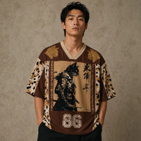 Japan Samurai Warrior Kanji Jersey Shirt Leopard Grunge 86 Chaosbornwear