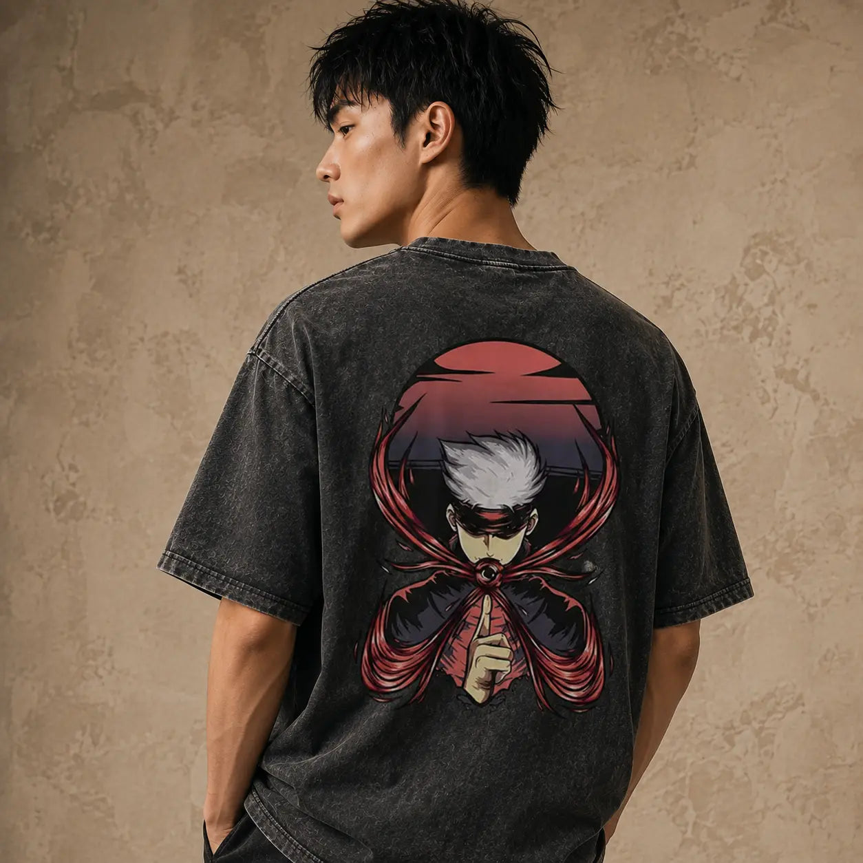 Japanese Anime Graphic Shirt Crimson Silence Washed Chaosbornwear