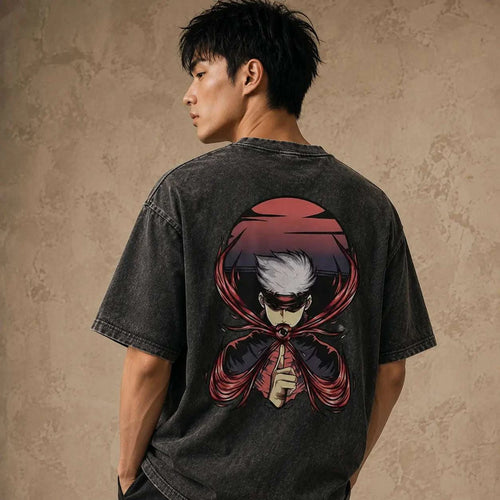 Japanese Anime Graphic Shirt Crimson Silence Washed Chaosbornwear