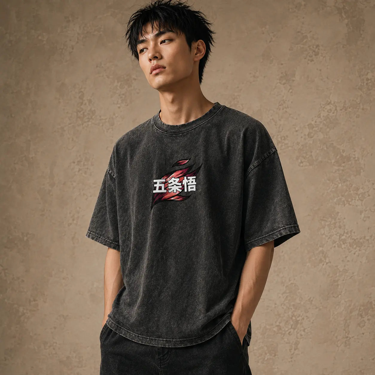 Japanese Anime Graphic Shirt Crimson Silence Washed Chaosbornwear