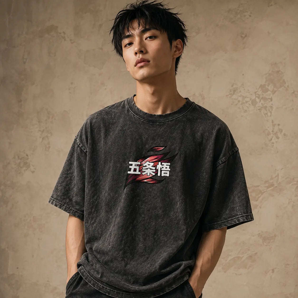 Japanese Anime Graphic Shirt Crimson Silence Washed Chaosbornwear
