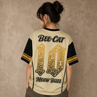 Japanese Cat Football Shirt Cream Black Bee Cat Meow Buzz 10 Chaosbornwear